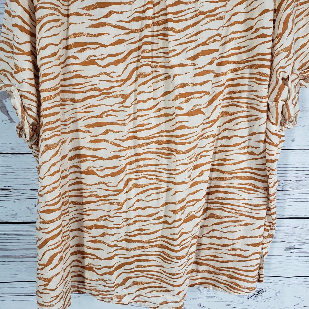 Ava & Viv Brown Animal Print 100%Cotton Short Sleeve Top Size 3X - Picture 11 of 14